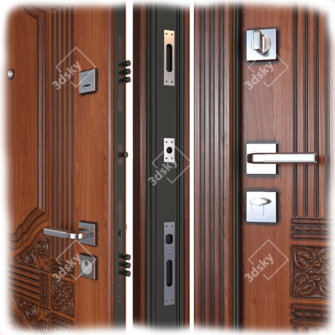 Sangria SteelGuard: Elegant Entrance Metal Door 3D model image 2