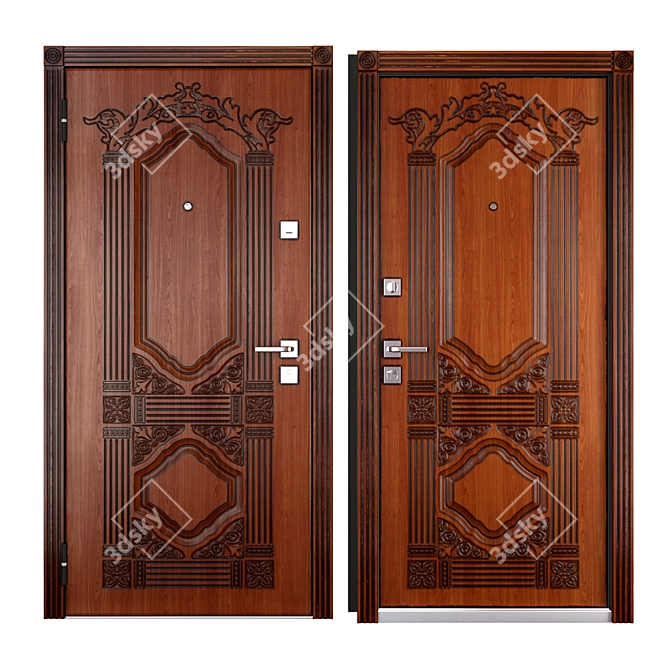 Sangria SteelGuard: Elegant Entrance Metal Door 3D model image 3