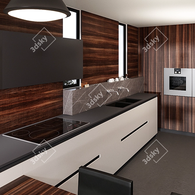 Contempora Kitchen Set: Aster Cabinets, Noma Table, Loft Chairs 3D model image 2