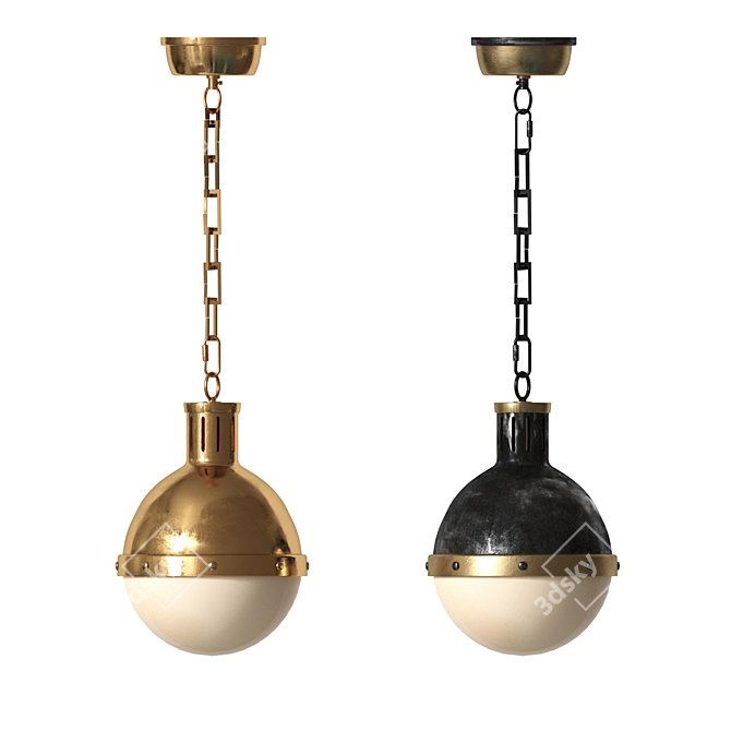 Elegant Hicks Pendant with Antique Brass Accents 3D model image 1