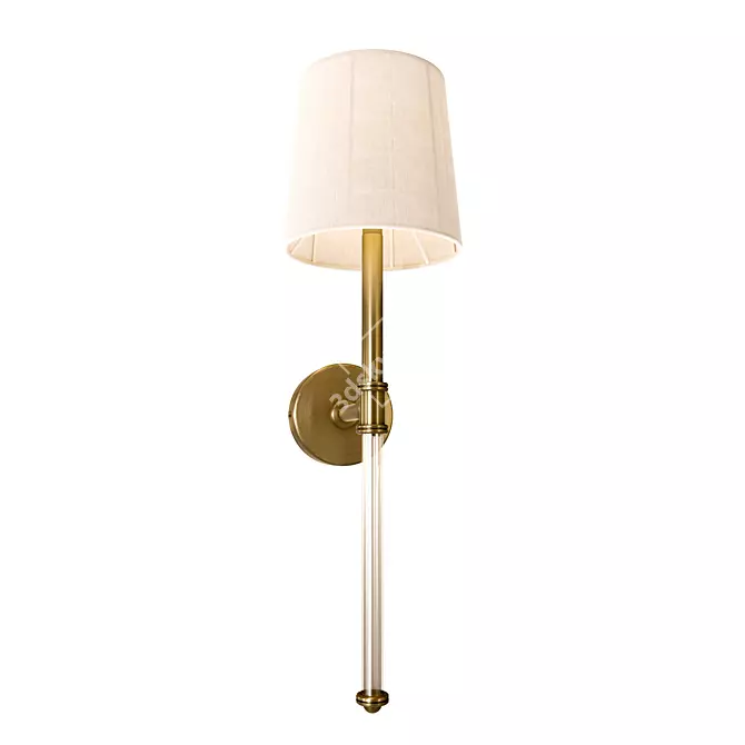 Brass Wall Sconce with Textile Shade - Art Deco Design 3D model image 2