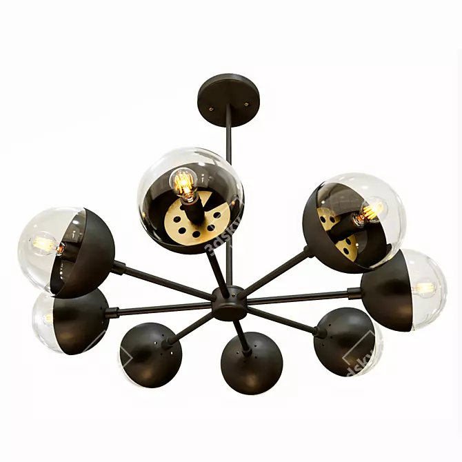 Handcrafted 8-Light Black Chandelier 3D model image 1