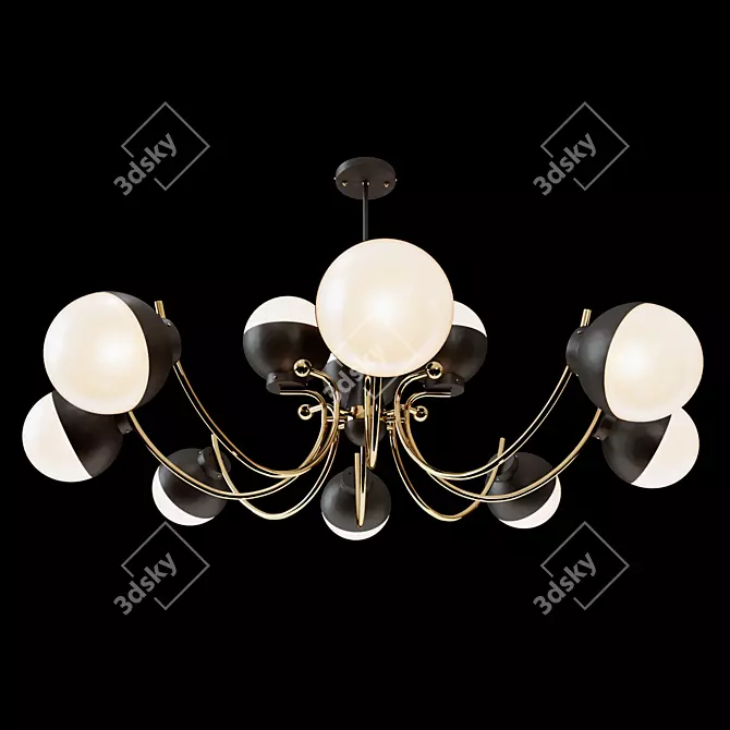 Opal Matte Glass Chandelier 3D model image 1