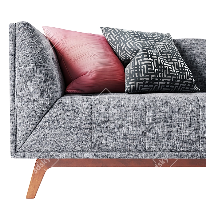 Modern Velvet Sofa: Edloe Finch 3D model image 2