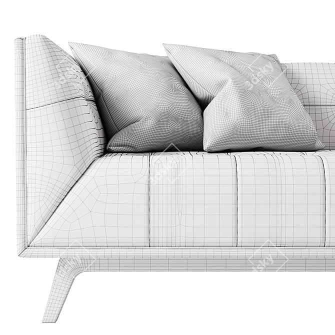 Modern Velvet Sofa: Edloe Finch 3D model image 3