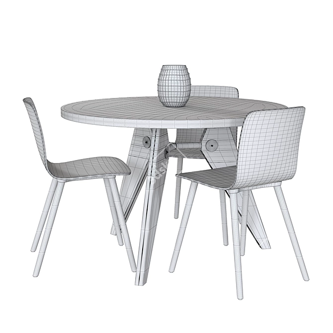 Modern Vitra Gueridon Table & HAL Ply Wood Chair 3D model image 3