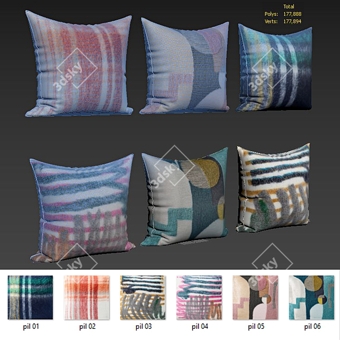 West Elm Decorative Pillows 3D model image 2