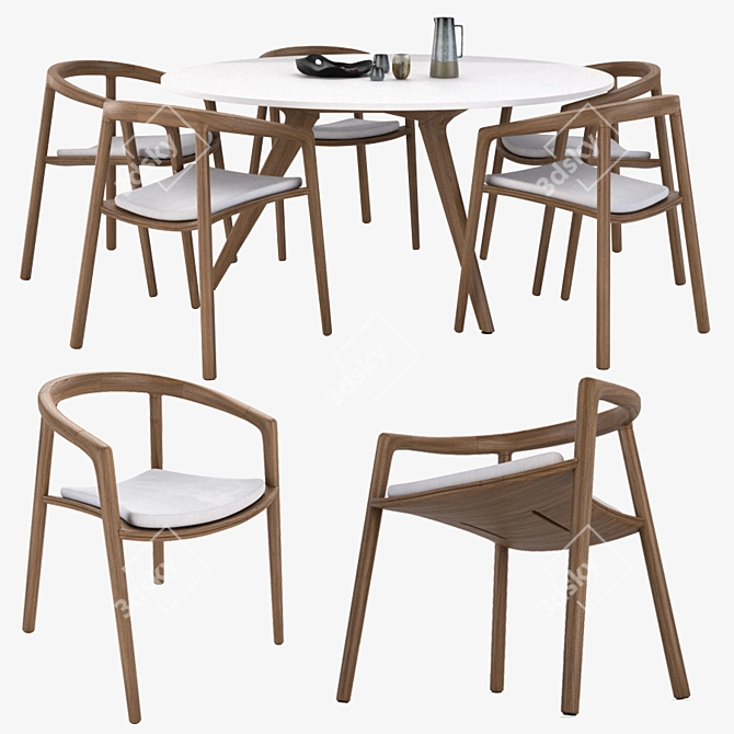 Elegant Manutti Solid Chair & Stylish Torsa Table 3D model image 1