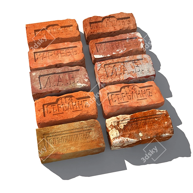 Antique Handcrafted Bricks - Various Forms & Textures 3D model image 1