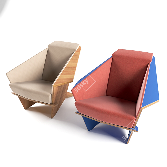 Sculptural Origami: Cassina Taliesin Armchair 3D model image 1