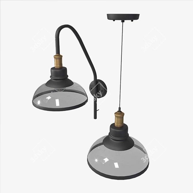 Contemporary Sconce with Bronze Finish 3D model image 3