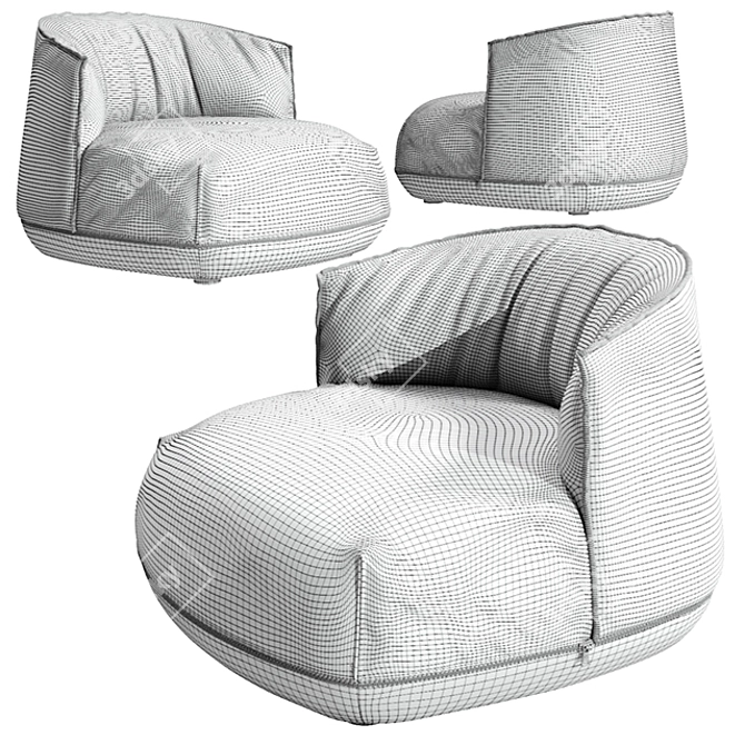 Kristalia Brioni Lounge Chair - Compact Elegance 3D model image 2