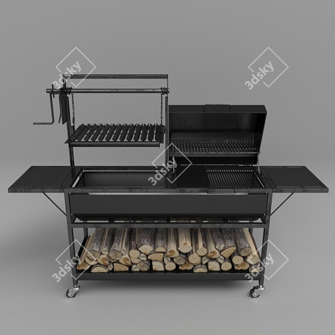 BBQ Grill and Firewood Combo 3D model image 2