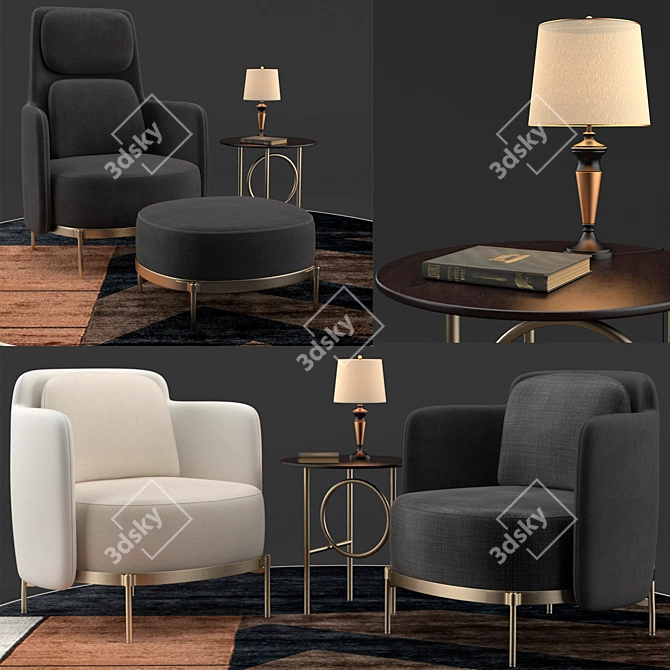 Sleek Minotti Tape Armchairs 3D model image 1