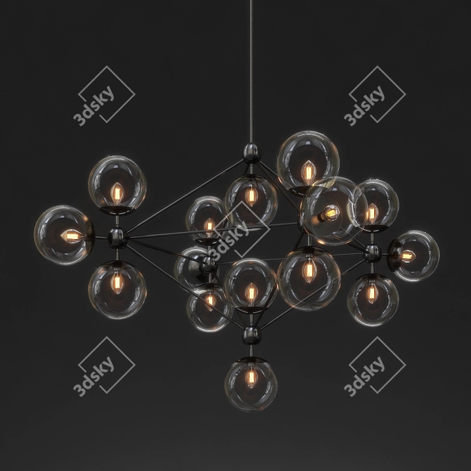 Vintage Glass Chandelier 3D model image 1