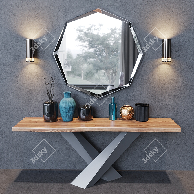 Italian Luxury: Cattelan Italia Stratos Console, Emerald Mirror, and Zoom Sconce 3D model image 1