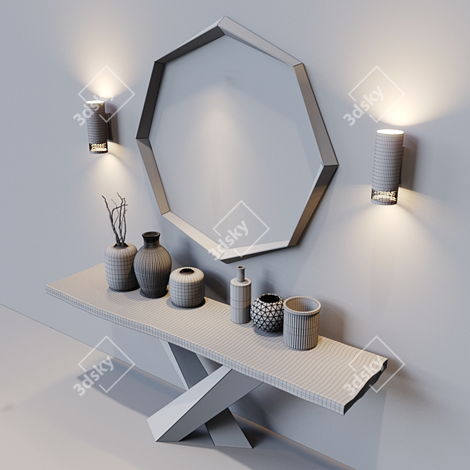 Italian Luxury: Cattelan Italia Stratos Console, Emerald Mirror, and Zoom Sconce 3D model image 3