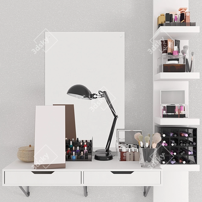 Beauty Station: Cosmetics, Mirror, Lipstick 3D model image 1