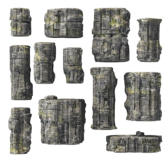 Rockstone 3D Polygon Set 3D model image 1