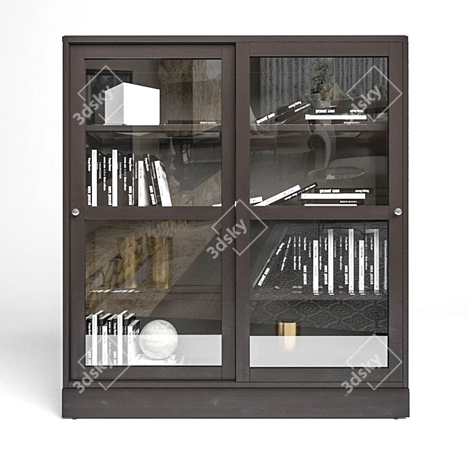 HAVSTA Showcase with Base: Gray & Dark Brown, 121x134x37 cm 3D model image 2