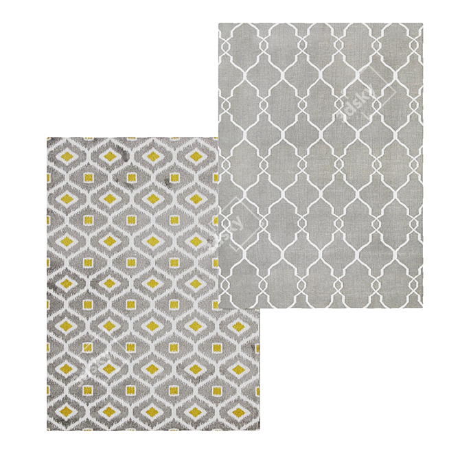 Delica Grey Flat Weave Rug 3D model image 1