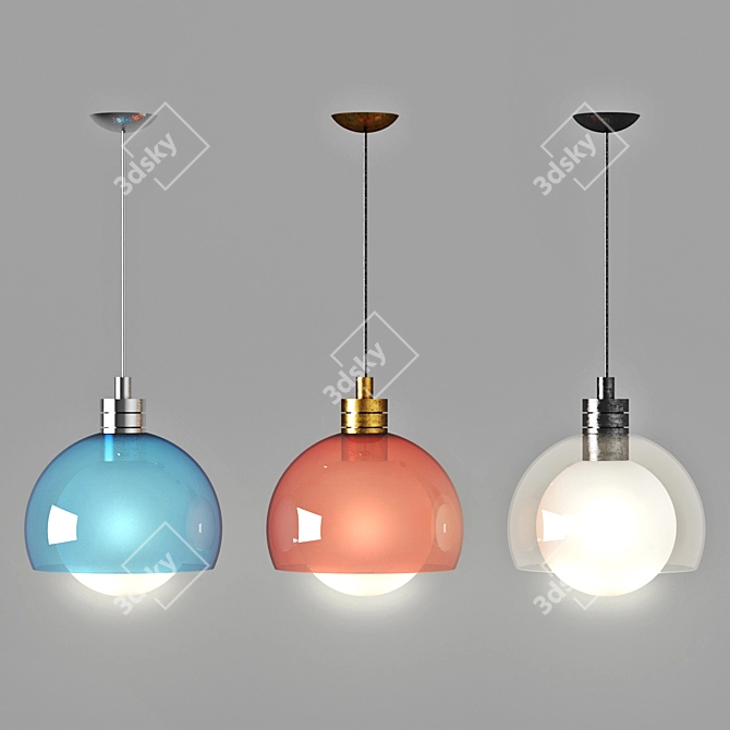 Iridescent Glass Pendant Light 3D model image 1