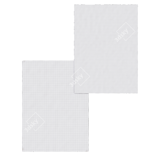 Modern Chevron Black White Silver Rug 3D model image 2