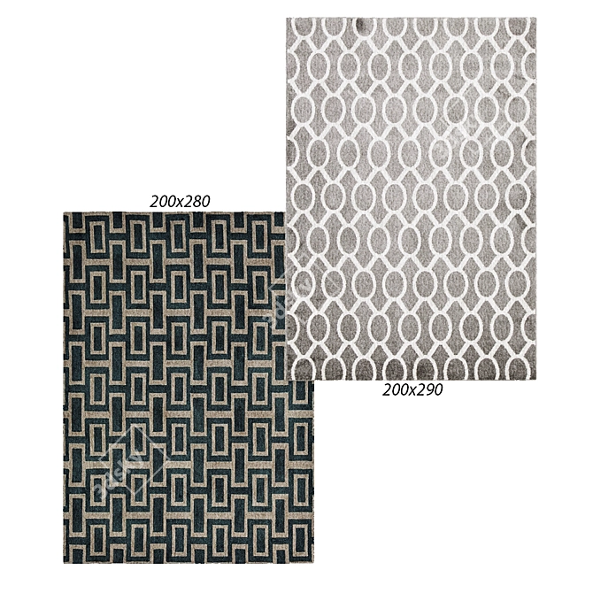 Neo Black Wedgwood Intaglio Wool Rug 3D model image 1