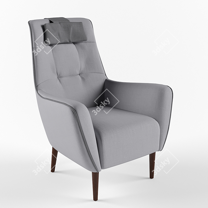 Elegant Grey Serena Armchair 3D model image 1