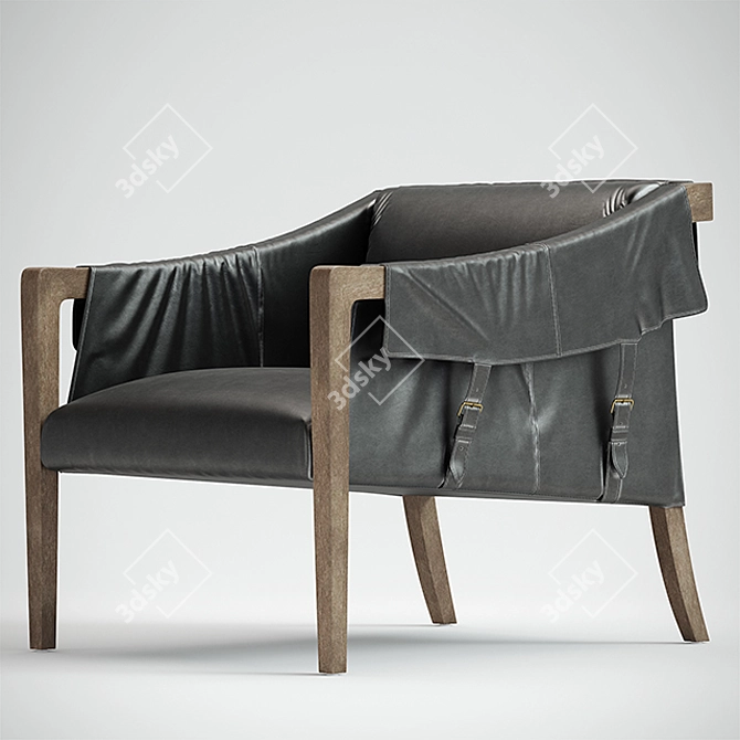 Luxury Leather Strap Armchair 3D model image 1