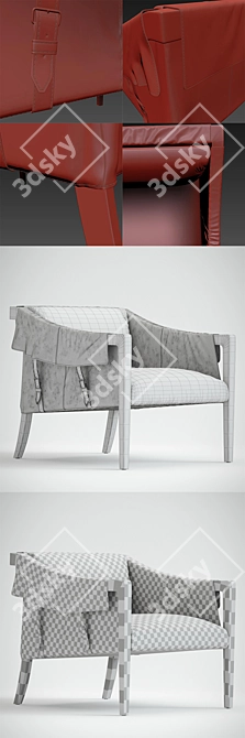 Luxury Leather Strap Armchair 3D model image 3