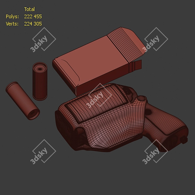 Title: PB-4-2 "Wasp" Traumatic Pistol 3D model image 3