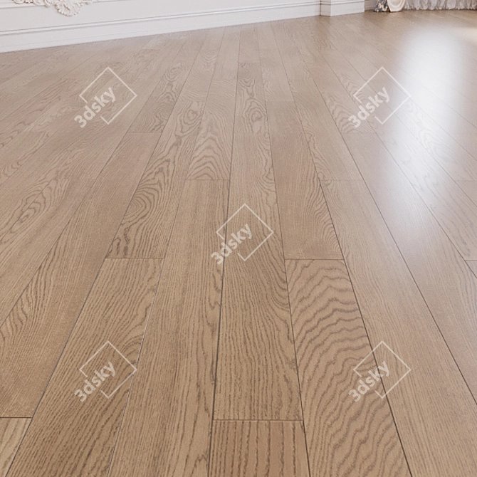 Sleek Matte Oak Flooring 3D model image 1