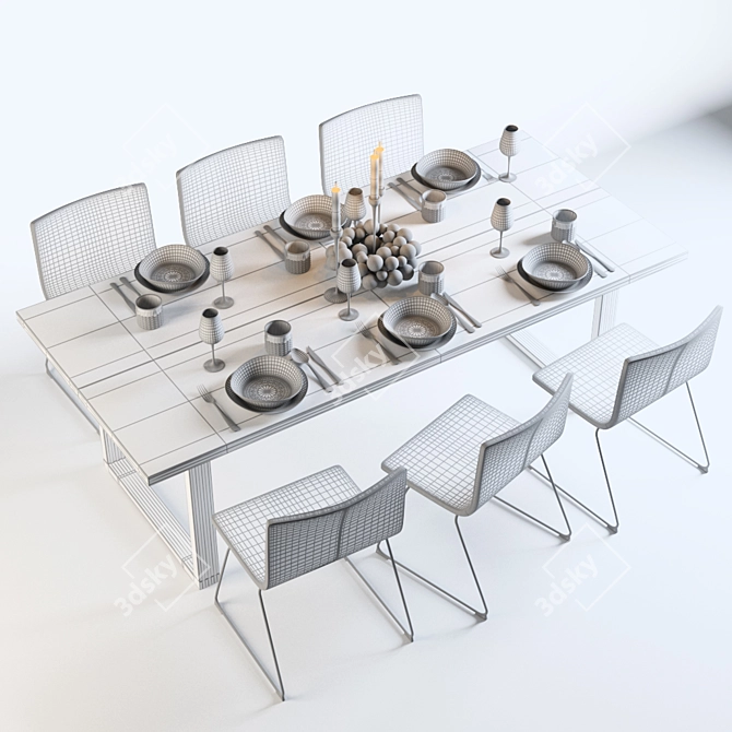 Stylish Ikea Bernhard MÖRBYLÅNGA Dining Set 3D model image 3