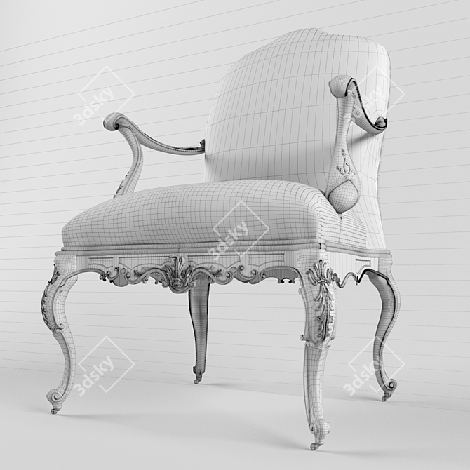 Classical Venetian Armchair on Wheels: Roberto Giovannini 3D model image 3