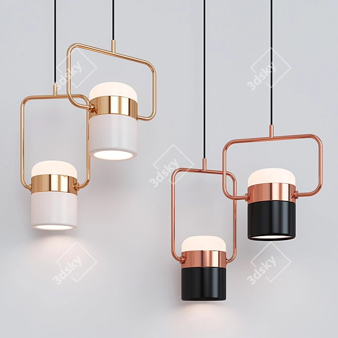 Modern Ling P1 Pendant: Black & White 3D model image 1
