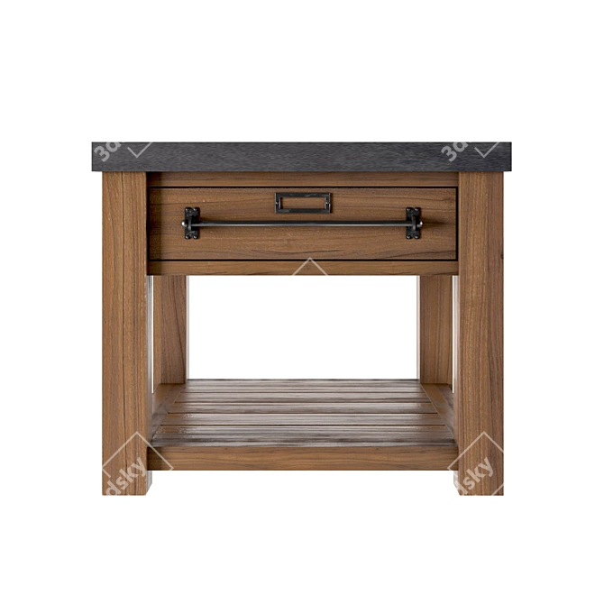 Vintage Zinc-Top Mercantile Table 3D model image 1