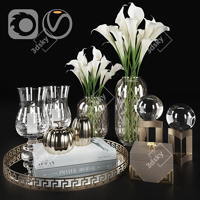 Elegant Calla Lily Candle Set 3D model image 1