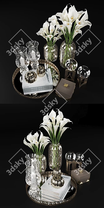 Elegant Calla Lily Candle Set 3D model image 2