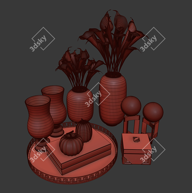 Elegant Calla Lily Candle Set 3D model image 3