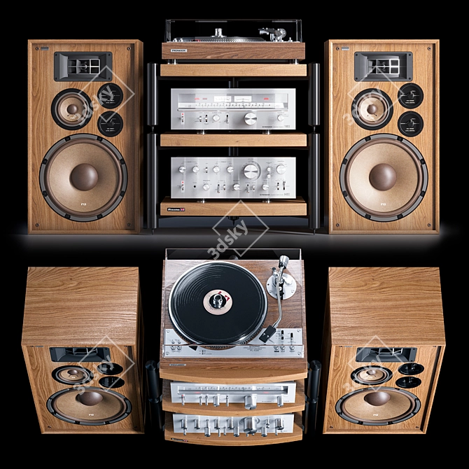 Vintage Pioneer Hi-Fi Set 3D model image 3