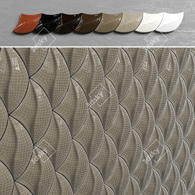 Handcrafted Koi Tile - Elevated Volume & Unique Design 3D model image 2