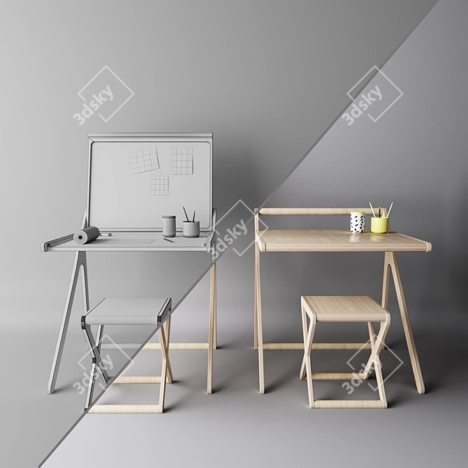 Foldable Kids' Table: Space-Saving Fun 3D model image 3