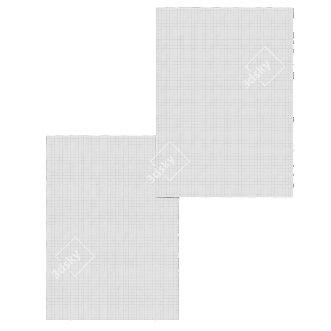 Diamond Blue & Gray Rug: Gatsby Yellow Print 3D model image 2
