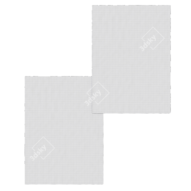 Abstract Blue & Ivory Rug 3D model image 2