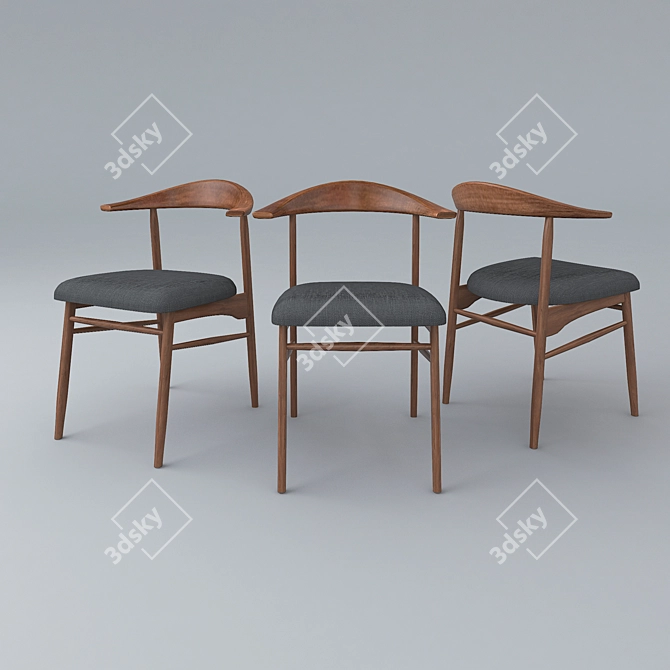 Elegant Walnut Dining Chair 3D model image 1