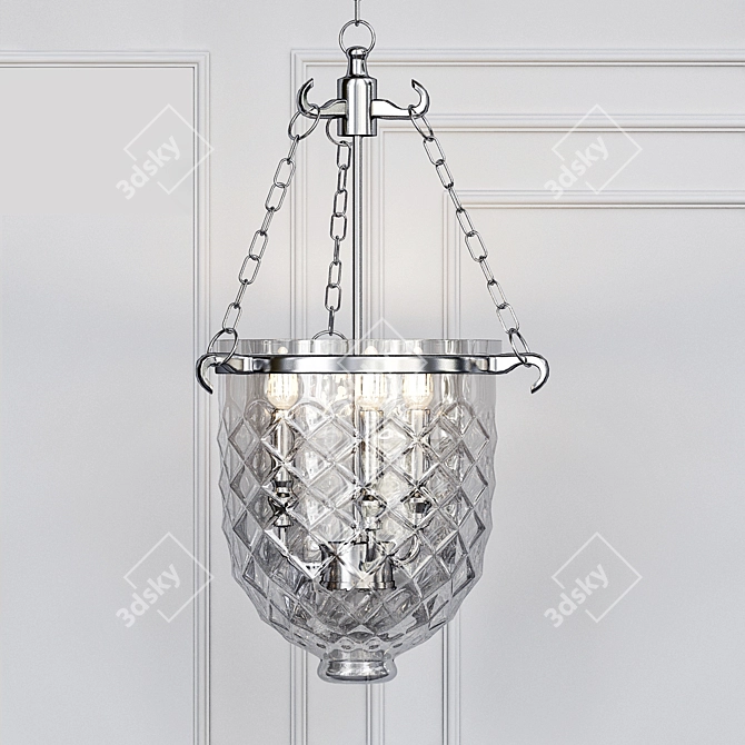 Brilliantly Etched 3-Light Pendant 3D model image 1