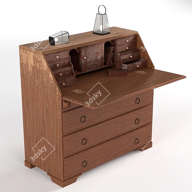 Scandinavian Chic Painted Bureau 3D model image 3