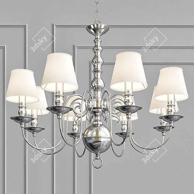 Elegant Nickel Bourbon Chandelier 3D model image 1