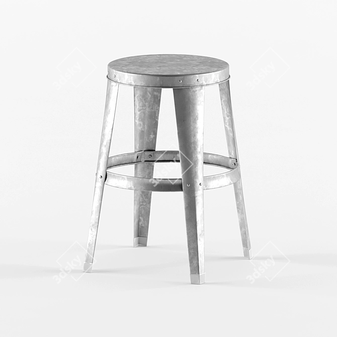 Industrial Galvanized Tabouret by La Redoute 3D model image 1